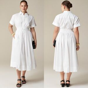 NWT J CREW Elena shirtdress in cotton poplin in white